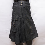 Black Denim Y Style Utility Kilt