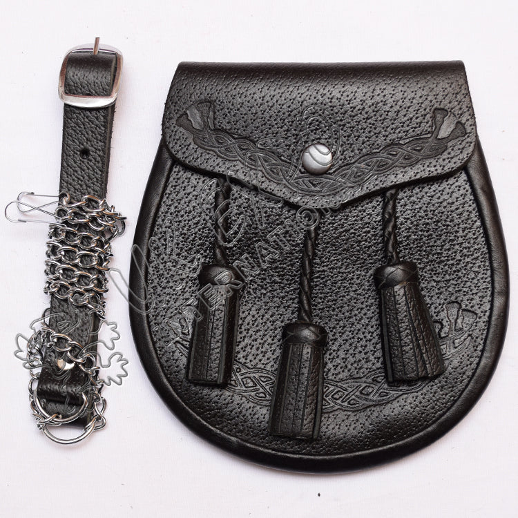 Black Embossed Leather Semi Dress Sporran