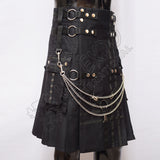 Black Gothic Stylish With Chains Tactical Webbing Utility Kilt