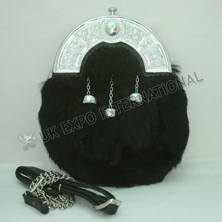 Scottish Black Rabbit Fur Sporran