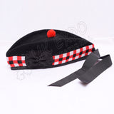 Black Glengarry Hat With Red Black And White Dicing