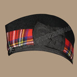 Royal Glengarry Black Hat With Stewart Tartan & Red Pom