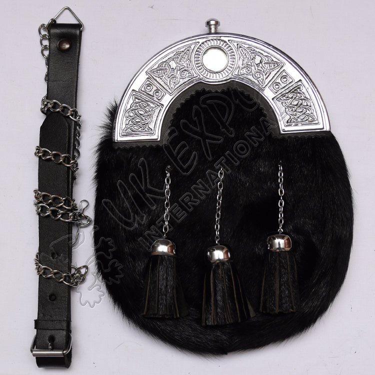 Black Diamond Chrome Goat Skin Sporran
