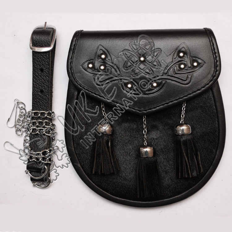 Celtic Black Goat Skin Sami Dress Sporran