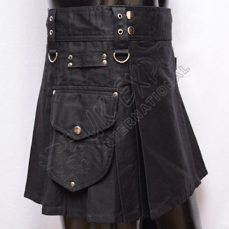 Black Ladies Utility Kilt