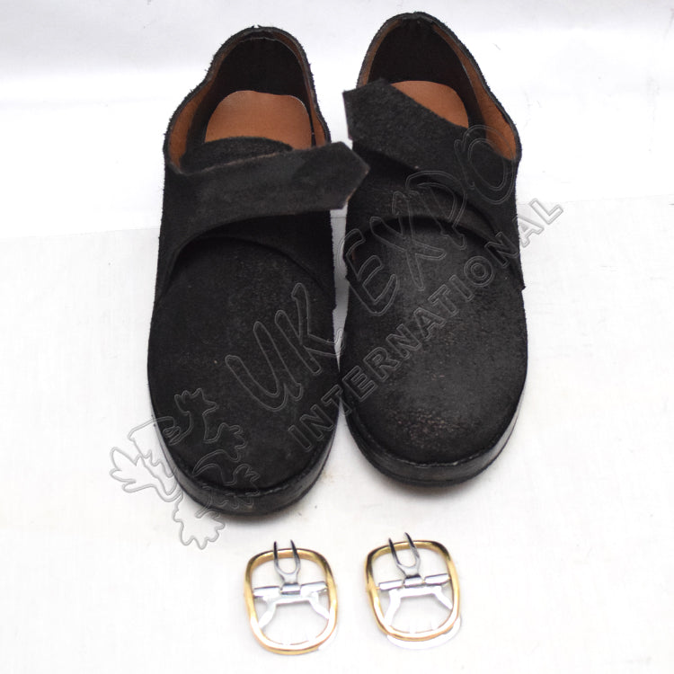 Men 18th Century Colonial Buckle Black Shoes