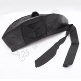 Black Leather Glengarry Hat With Black Silk Rosette
