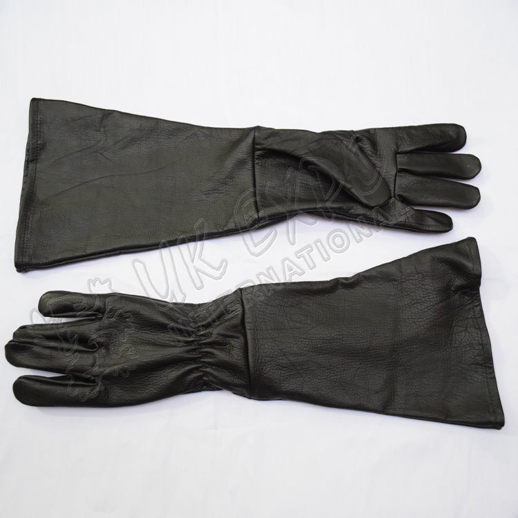Black Leather Long Gloves