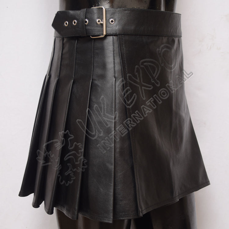 Black Leather Ladies Utility Kilt