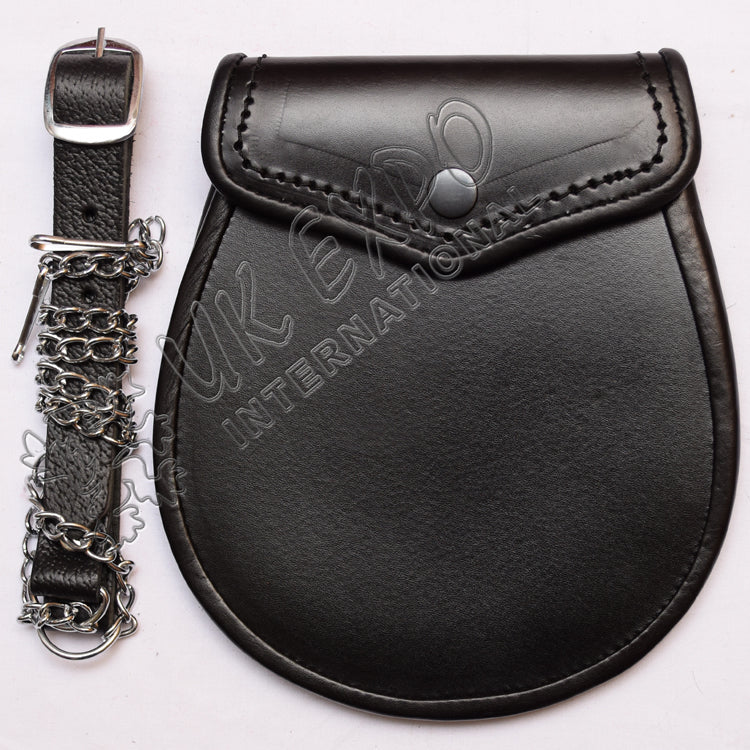 Black Leather Semi Dress Sporran
