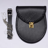 Braided Edge Black Leather Sporran