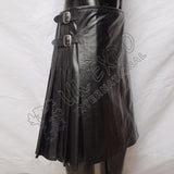 Fire Flame Black Leather Utility Kilt