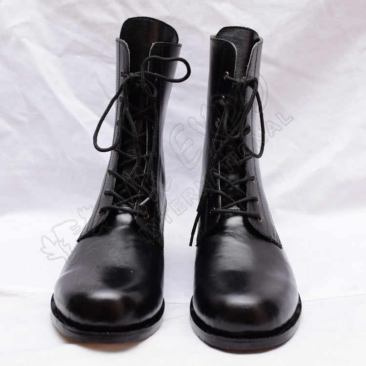 Handmade Black Leather Military Style Combat Boots