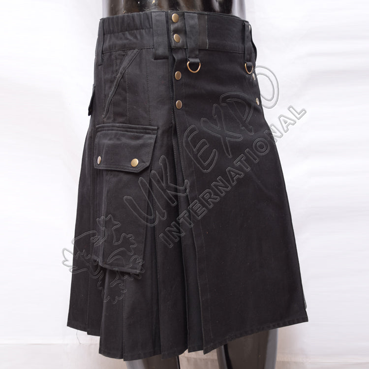 Youth Black Modern Deluxe Utility Kilt