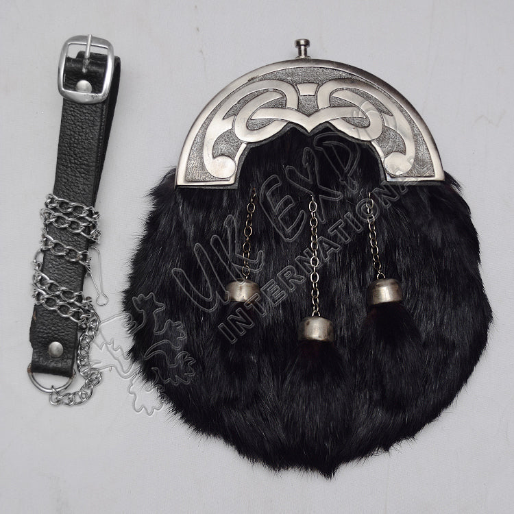 Black Rabbit Fur Antique Sporran
