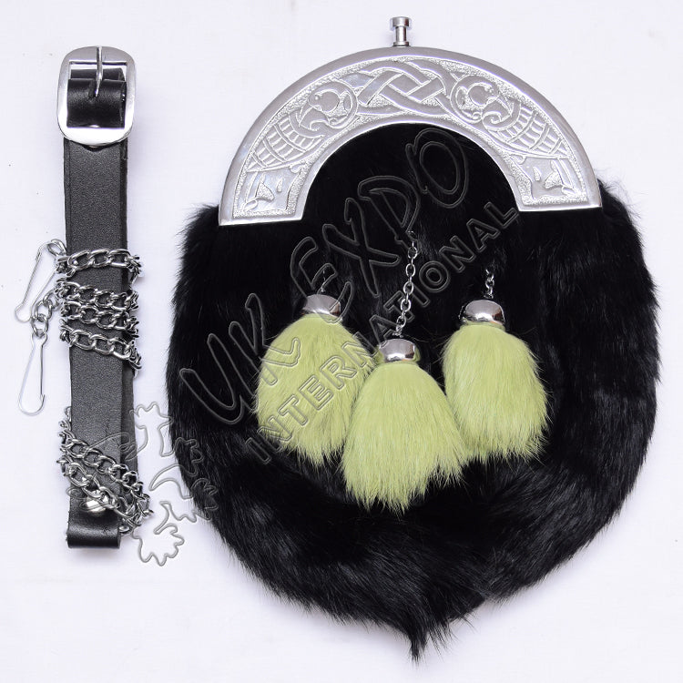 Black Rabbit Fur Celtic Bird Sporran