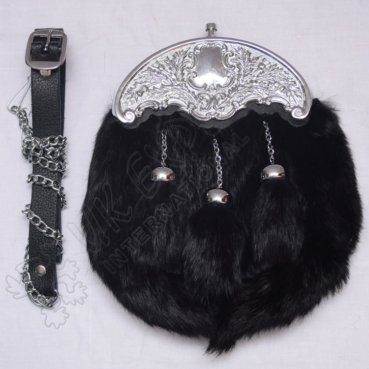 Midnight Shadow Black Rabbit Fur Sporran