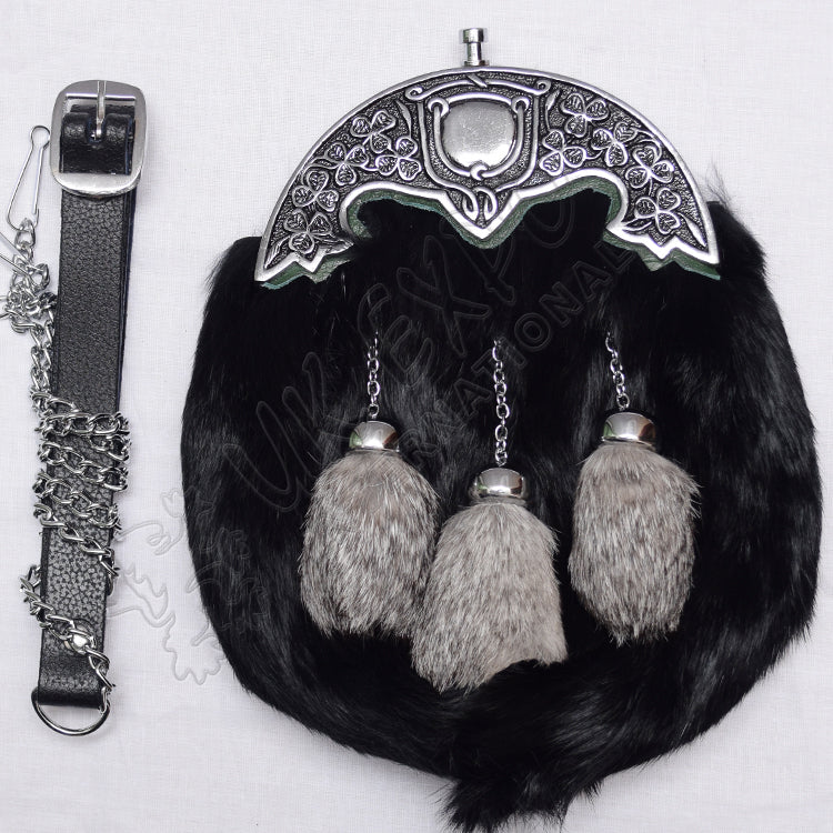 Rabbit Fur Sporran With Shamrock Cantle