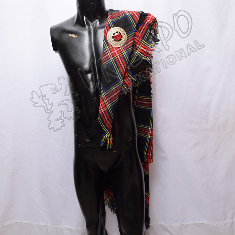 Black Stewart Tartan Drummer And Pipers Fly Plaids