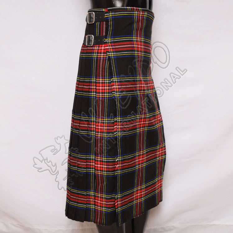 Black Stewart Tartan Ladies Long Skirt
