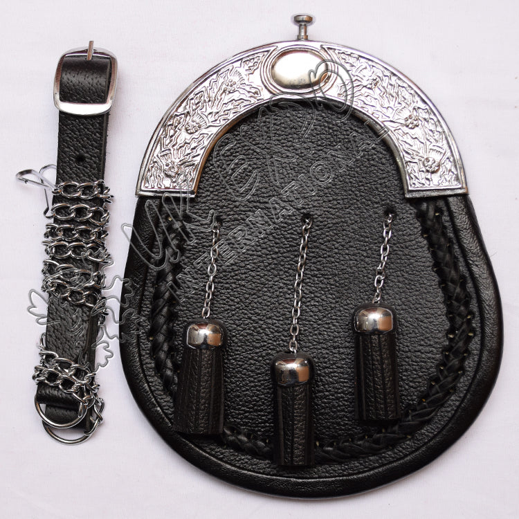 Knotwork Mastery Black Leather Handcrafted Sporran