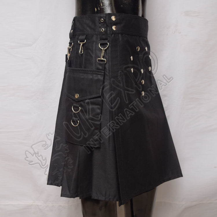 Modernized Black Utility Kilt