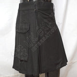 Black Color Plain Utility Kilt