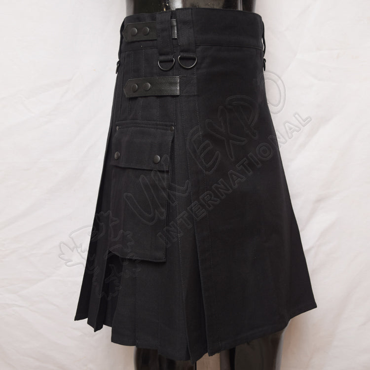 Modern Black Utility Kilt