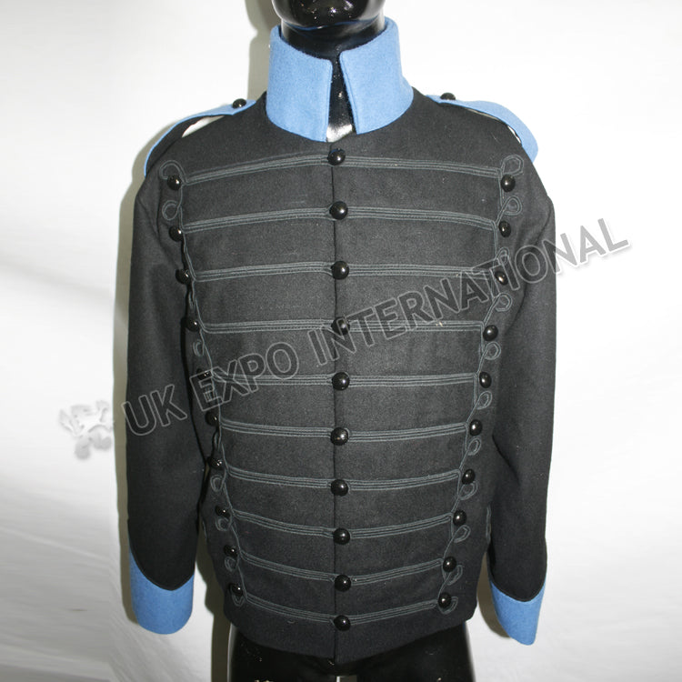 Black Wool Hussar Style Military Blazer