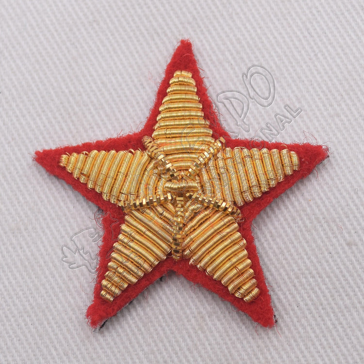 Gold Bullion Five-Pointed Star Embroidered Patch