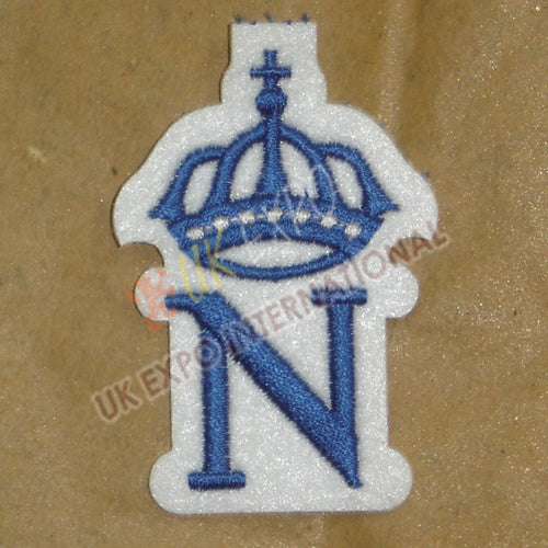 Napoleonic Style Machine Embroidered Blue Monogram N Badge
