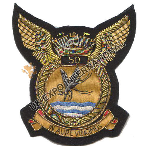 RAF No 50 Squadron Gold Bullion Blazer Badge