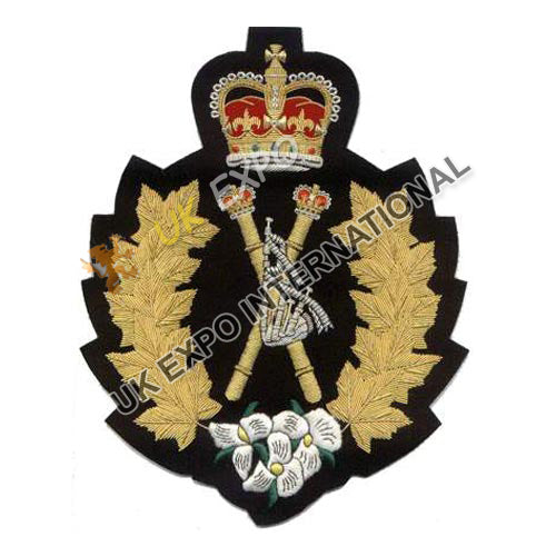 Hand Embroidered Bullion Wire Pipe Band Blazer Badge