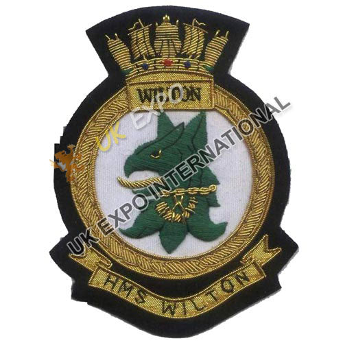 HMS Wilton Magnet Gold Hand Embroidered Blazer Badge