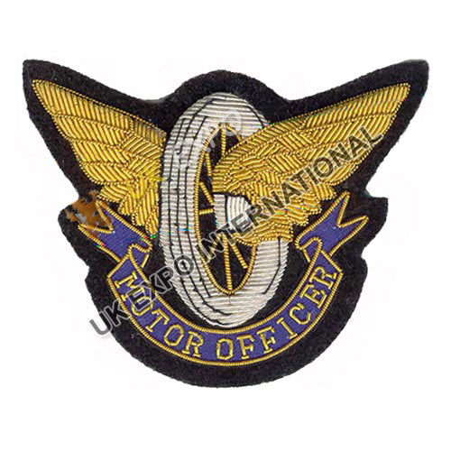 Motor Officer Gold Bullion Hand Embroidered Blazer Badge