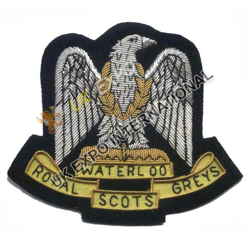 Royal Scots Greys Style Gold Bullion Wire Blazer Badge
