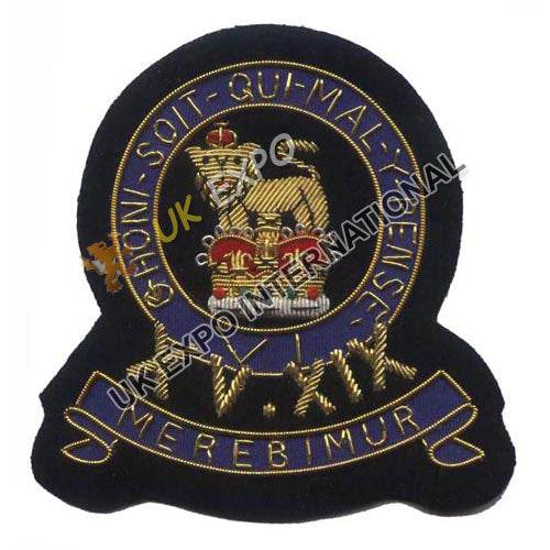 Hussar Cavalry Style Hand Embroidered Gold Bullion Blazer Badge