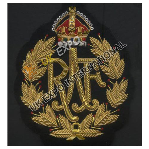 Royal Crest Handmade Gold Bullion Wire Embroidered Badge