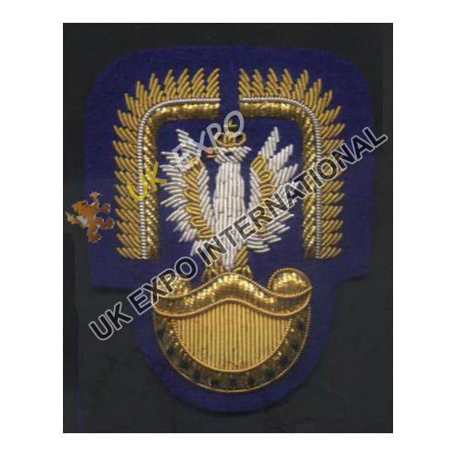 Polish Air Force Style Hand Embroidered Gold Bullion Cap Badge