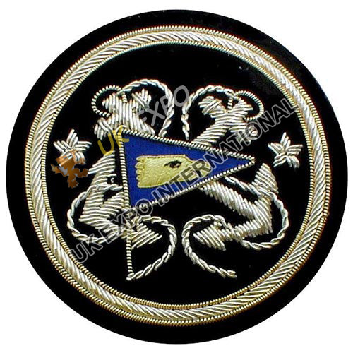 Crossed Anchors Hand Embroidered Bullion Wire Blazer Patch