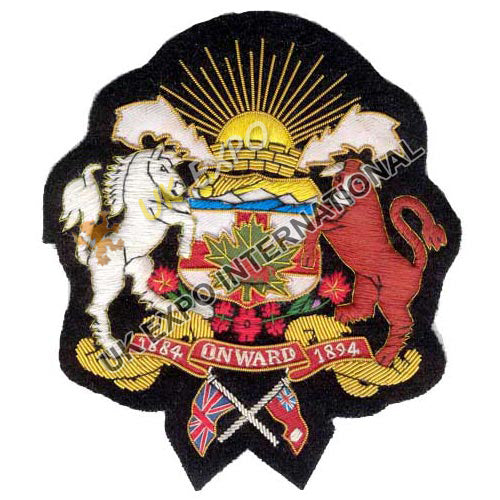Hand Embroidered Crest Rising Sun Shield White Horse Red Lion 1884 Onward 1894 Insignia Patch