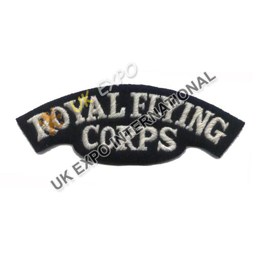 Royal Flying Corps Silver Wire Hand Embroidered Shoulder Title Patch