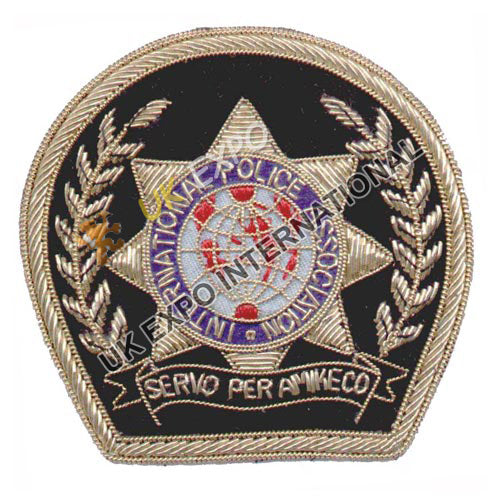 International Police Association Black Gold Patch Servo per Amikeco Embroidered Law Enforcement Badge