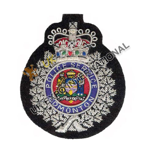 dmonton Police Service Silver Hand Embroidered Cap Badge