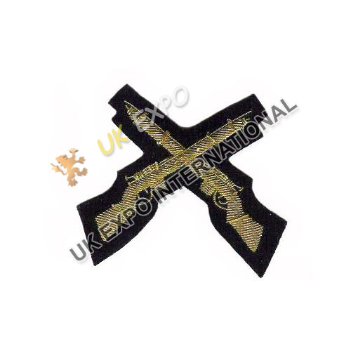 Crossed Rifle SSA Gold Wire Embroidered Badge