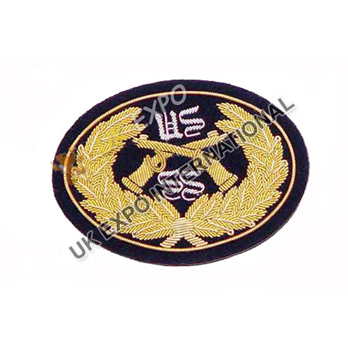 Premium Gold Bullion Wire Embroidered Hat Badge