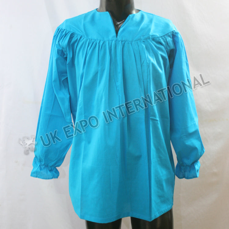 UK Turquoise Color Ghillie Renaissance Pirate Pioneer Theatre Shirt
