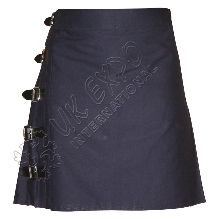 Stylish Blue Cotton Utility Kilt