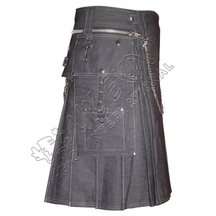 Blue Denim Jeans Fashion Kilt