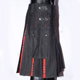 Black Hybrid Modern Royal Stewart Tartan Utility Kilt